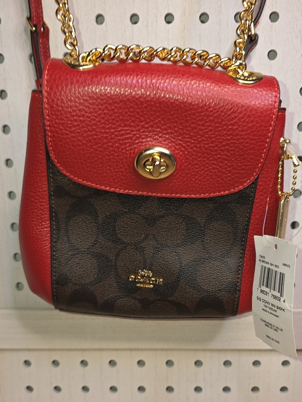 Coach Convertible Mini Backpack Vibrant Red NWT